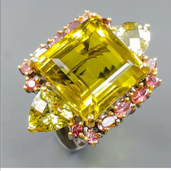 Atlanta Gem & Mineral Show Jewelry - Huge Genuine Citrine, & Pink Sapphire Ring